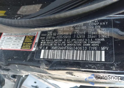 2016 Hyundai Santa Fe Se из США, поврежденный, VIN KM8SN4HF6GU140613